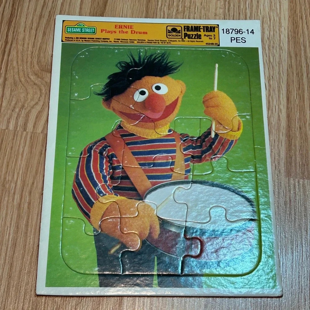 Sesame Street‎ Puzzles: Ernie, Cookie Monster & Oscar 3 Vintage Golden